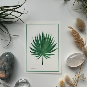 Palm frond watercolor art print DIN A6 postcard art print