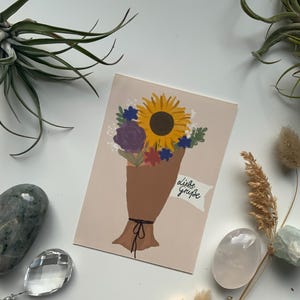 Bouquet of flowers, love, greetings, sunflower postcard DIN A6 art print