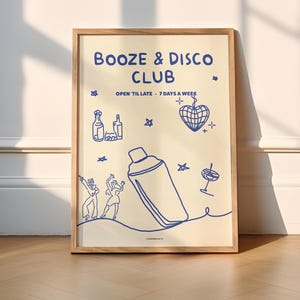 Booze & Disco Club Wall Art Print | Minimalistic Illustrated Poster Print