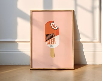 Jubel Peach Beer Glass Sommartryck | Livfullt illustrerad affischtryck