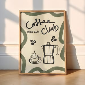 Coffee Club 24/7 Print | Modern Kitchen Poster Print