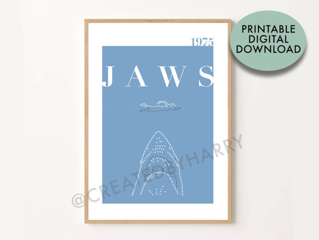 Printable Jaws Film Wall Art Print, Digital Download Print, Minimalist Art Print - Etsy