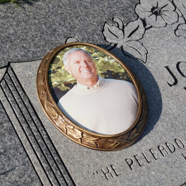 Oval Picture for Headstone with Bronze Frame | Ceramic Headstone Photos | Porcelain Memorial Photos | Cameo Headstone Pictures