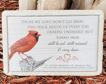 6x9 Memorial Stone. Personalized Memorial Gift. Indoor/Outdoor Memorial Stone with Cardinal and Poem. Remembrance Stone. Sympathy Gift