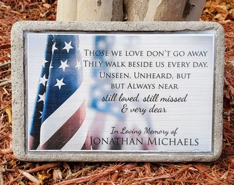 Memorial Stone. Personalized Sympathy Gift with Flag. Funeral Gift. Indoor/Outdoor Memory Stone. In Memory of Memorial Gift. Funeral Gift