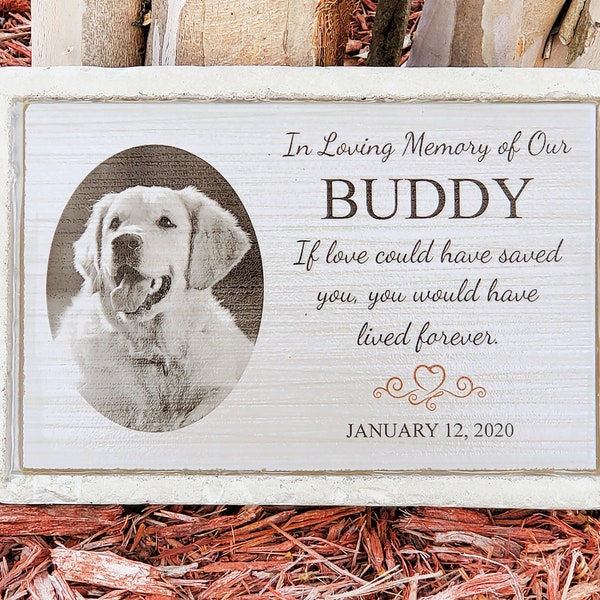 Memorial Stone for Dog. Custom Photo Pet Memorial Stone. 6x9 Pet Burial Marker. Indoor/Outdoor. Dog or Cat Memorial Stone. Pet Loss Gift