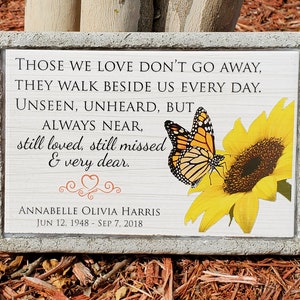 6x9 Memorial Stone. Personalized Memorial Gift. Indoor/Outdoor Remembrance Stone with Monarch Butterfly and Poem. Sympathy Gift