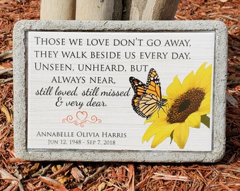 6x9 Memorial Stone. Personalized Memorial Gift. Indoor/Outdoor Remembrance Stone with Monarch Butterfly and Poem. Sympathy Gift