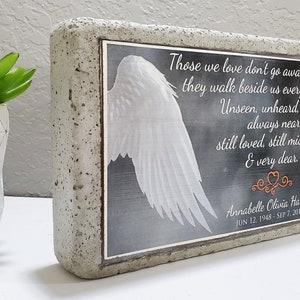 6x9 Memorial Stone. Personalized Memorial Gift. Indoor/Outdoor Memorial Stone with Angel Wings. Funeral Gift. Garden Stone. Sympathy Gift Bild 2