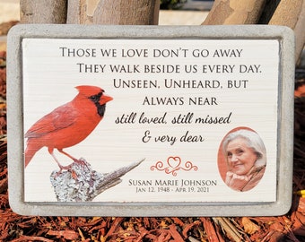 Cardinal Memorial Stone with Personalized Photo. Indoor/Outdoor Memorial Gift. Sympathy Gift with Cardinal and Poem