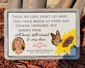 Memorial Stone with Personalized Photo. Indoor/Outdoor Memorial Gift. Sympathy Gift with Monarch Butterfly and Poem