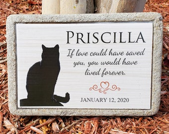 Memorial Stone for Cat. Personalized Cat Memorial Gift. Pet Loss Gift. Indoor/Outdoor Pet Memorial Stone. Perfect for a Memorial Garden