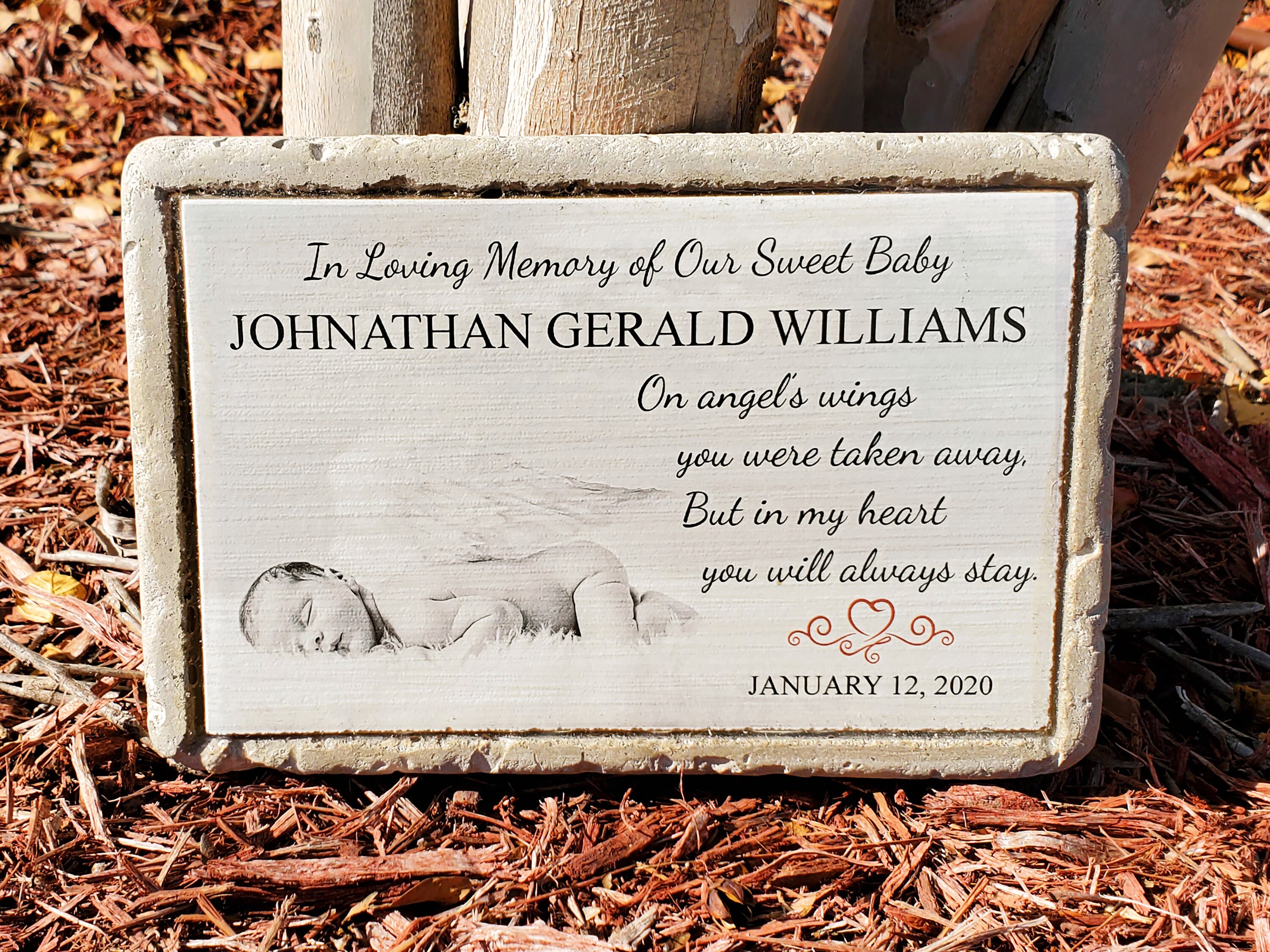 Infant Baby Loss Keepsake Gift Miscarriage Memorial Stone Miscarry In Loving Memory Sympathy Garden Memorial Stone Angel Feet 8B Personalized Condolence Bereavement Indoor Outdoor Plaque 