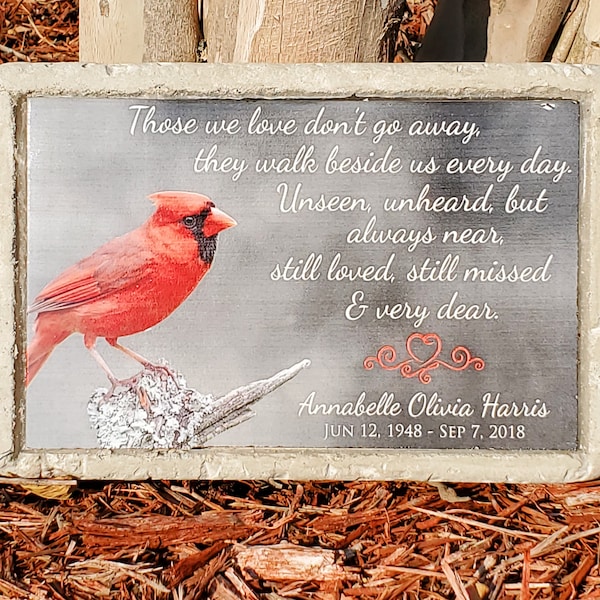 Memorial Stone. Personalized Sympathy Gift with Cardinal. Funeral Gift. Indoor/Outdoor Memory Stone. In Memory of Memorial Gift