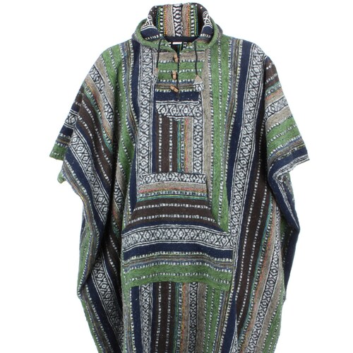 100% Woven Cotton Gheri Mexican Style Hooded Poncho - Etsy UK
