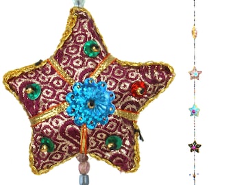 FAIRTRADE STARS AND MOONS HANGING MOBILE STRING DECORATION HANDMADE IN INDIA 