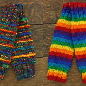 Pair of Handcrafted Leg Warmers Wool Knit Fleece Lined Hippie Handmade Slouch Boot Socks Dance Woolly Warm image 7