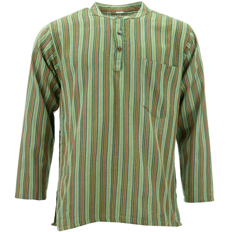 Cotton Grandad Collar Shirt Kurta Plain Men Collarless Long - Etsy UK