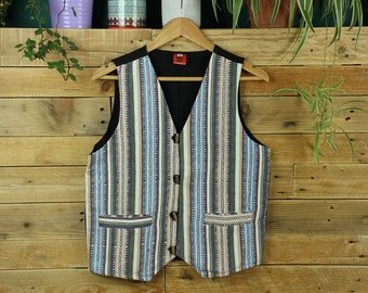 Waistcoat BEACH Vest Cotton Canvas Hippie Boho Suit Mens Ladies Unisex