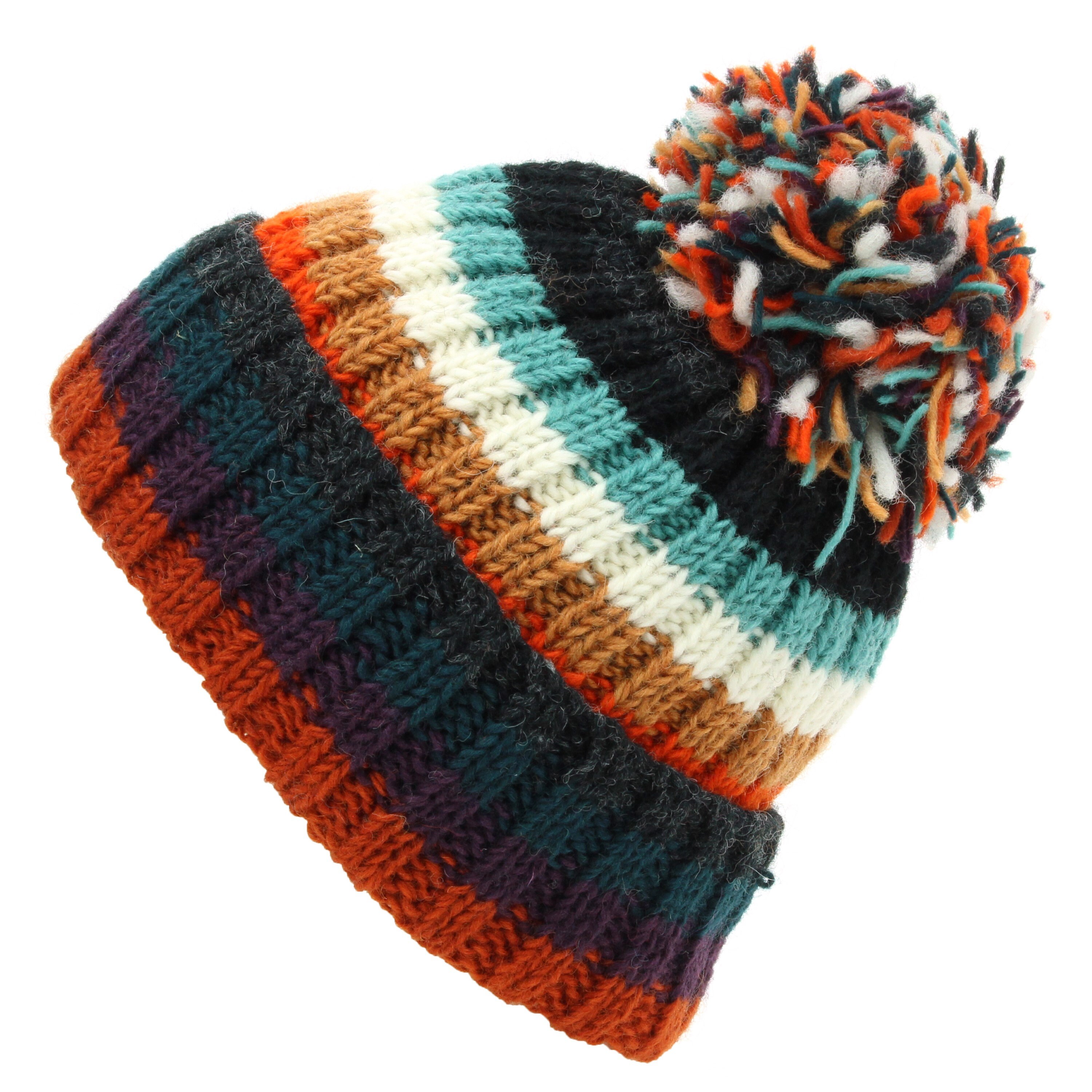 Double Pom Pom Beanie Faux Fur Knit Hat, Fleece Lined Hat, Pompom