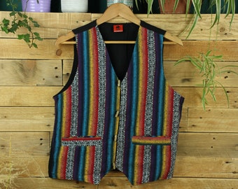 Waistcoat RAINBOW Vest Brushed Cotton Hippie Boho Suit Mens Ladies Unisex