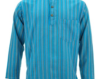 Cotton Grandad Collar Shirt Kurta Plain 