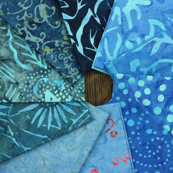 10 pièces bleu foncé coton Batik Fat Quarter 19 "x 20" tissu pré-coupé Bundle Quilting Patchwork couture artisanat assorti