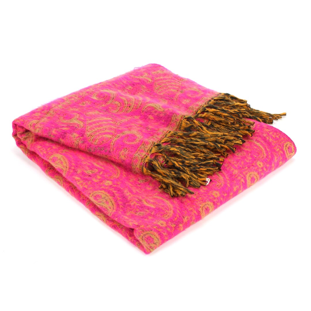 Soft Meditation Blanket Handloomed Floral Paisley Throw Light Yak Wool