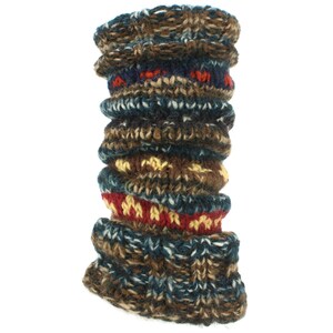 Jambières doublées de polaire tricotées à la main, tricot de laine, motif Fairisle rayé coloré et chaud, chaussettes de danse 17 gammes Brown