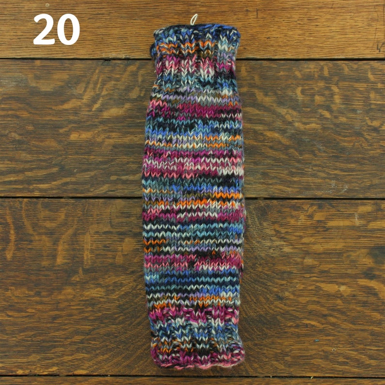 Pair of Handcrafted Leg Warmers Wool Knit Fleece Lined Hippie Handmade Slouch Boot Socks Dance Woolly Warm 20