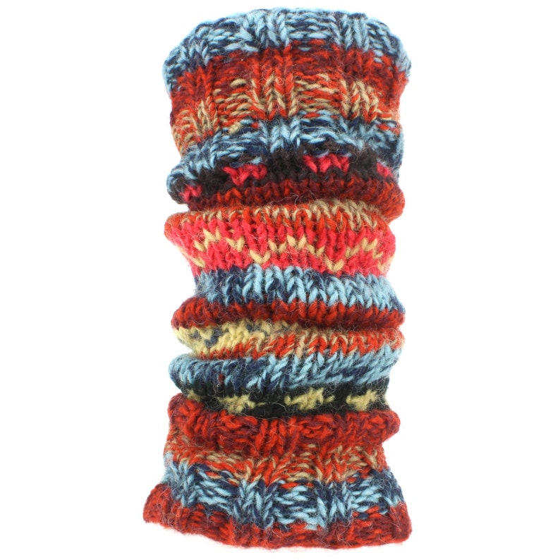 Jambières doublées de polaire tricotées à la main, tricot de laine, motif Fairisle rayé coloré et chaud, chaussettes de danse 17 gammes Red