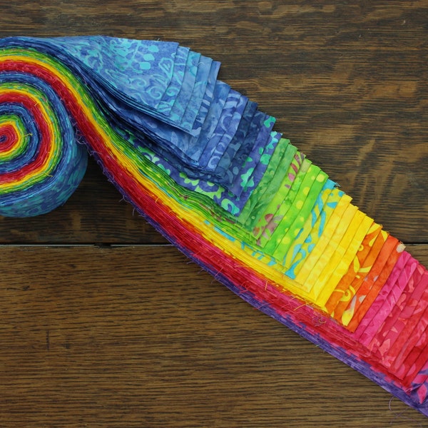 Rollo de gelatina Batik de algodón con tratamiento de arcoíris de 20 piezas, tiras de tela mixtas precortadas de 2,5 "x 37", paquete de costura de retazos para acolchar, manualidades variadas