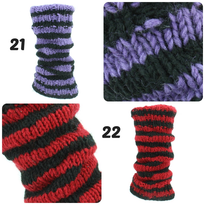 Pair of Handcrafted Leg Warmers Wool Knit Fleece Lined Hippie Handmade Slouch Boot Socks Dance Woolly Warm image 10