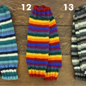 Pair of Handcrafted Leg Warmers Wool Knit Fleece Lined Hippie Handmade Slouch Boot Socks Dance Woolly Warm image 5