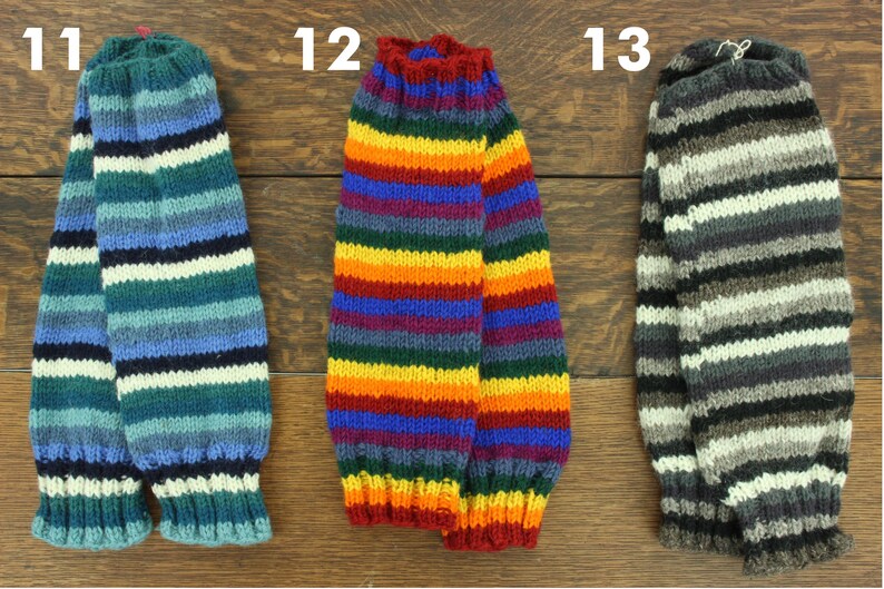 Pair of Handcrafted Leg Warmers Wool Knit Fleece Lined Hippie Handmade Slouch Boot Socks Dance Woolly Warm image 5