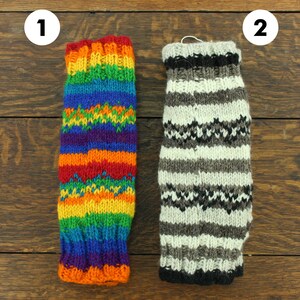 Pair of Handcrafted Leg Warmers Wool Knit Fleece Lined Hippie Handmade Slouch Boot Socks Dance Woolly Warm image 2
