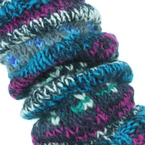 Jambières doublées de polaire tricotées à la main, tricot de laine, motif Fairisle rayé coloré et chaud, chaussettes de danse 17 gammes image 5