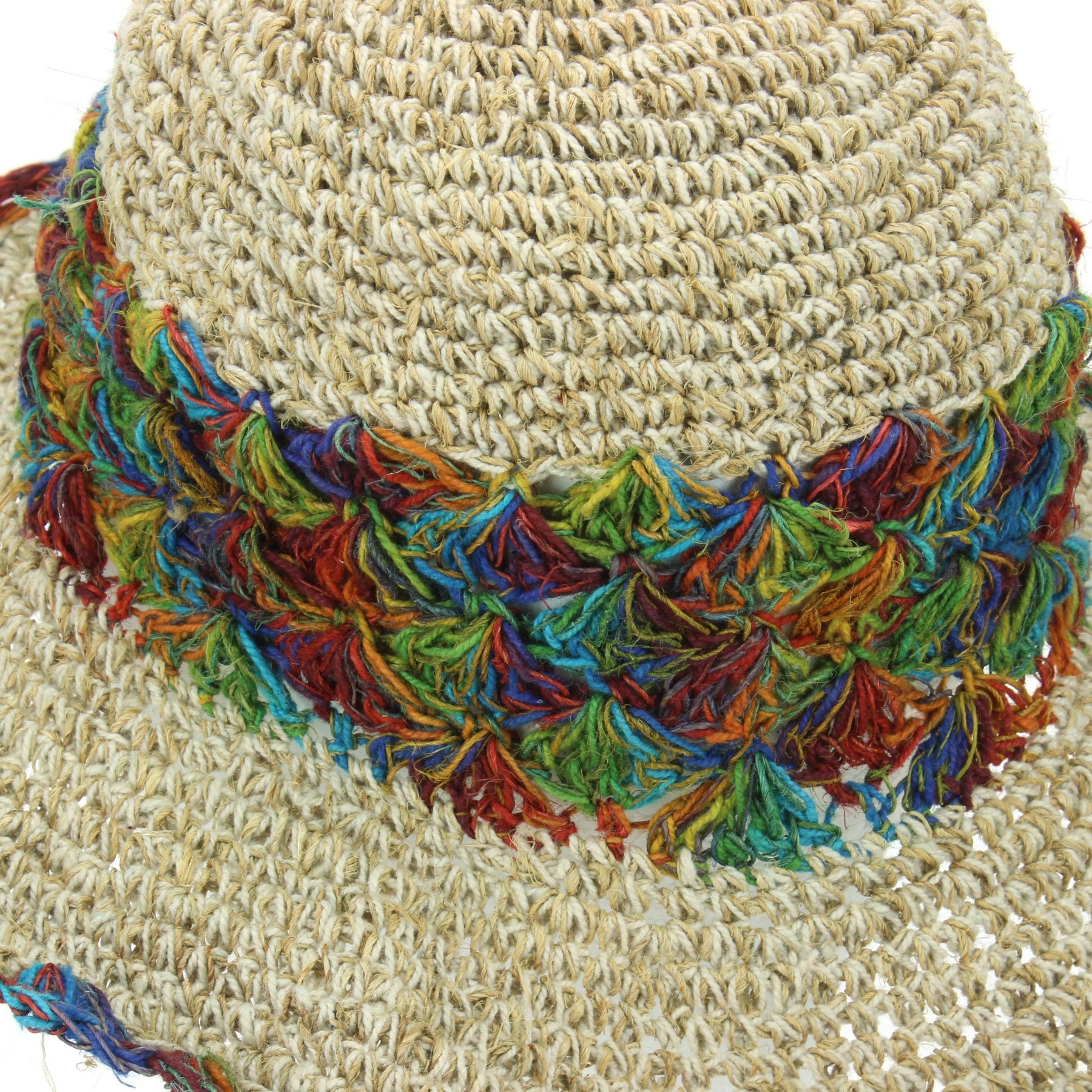 Rainbow Magic Crochet Hippie Hemp Hat in Hemp by TLB