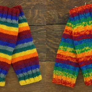 Pair of Handcrafted Leg Warmers Wool Knit Fleece Lined Hippie Handmade Slouch Boot Socks Dance Woolly Warm image 6