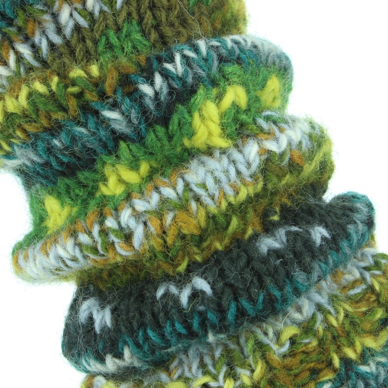 Jambières doublées de polaire tricotées à la main, tricot de laine, motif Fairisle rayé coloré et chaud, chaussettes de danse 17 gammes image 9