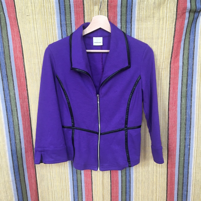 France Black purple Blazer Jacket leather 90s premium wear Men shirt retro top vintage tshirt Women t-shirt 90s Size Women S vtg