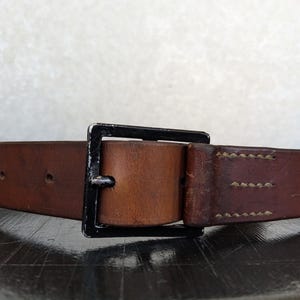 Vintage 90cm Swiss Army soldiers  Leather Belts, Brown Leather Belt, Vintage 1971