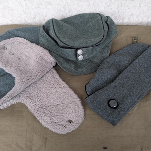 Vintage Swiss Army Field Hat Caps: WWII Era, Set of 3