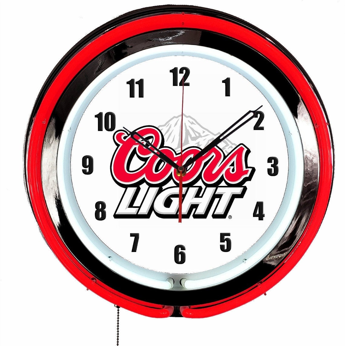 Coors Light Beer 18 19 Double Neon Clock Red Neon Etsy