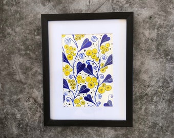 Original watercolour painting flowers