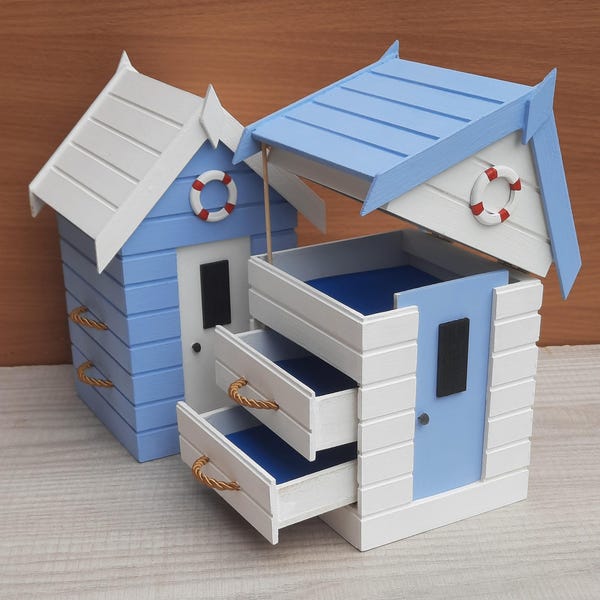 Handmade Beach Hut Jewellery Box: Seaside Trinket Container