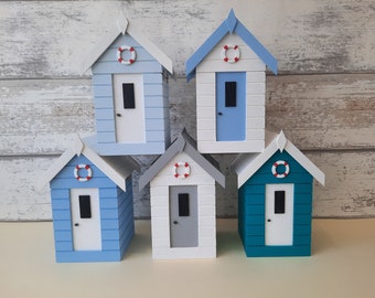 Beach Hut Containers, Seaside gift, Handmade recycled wood, Coastal storage, ideal gift  Christmas present ornament