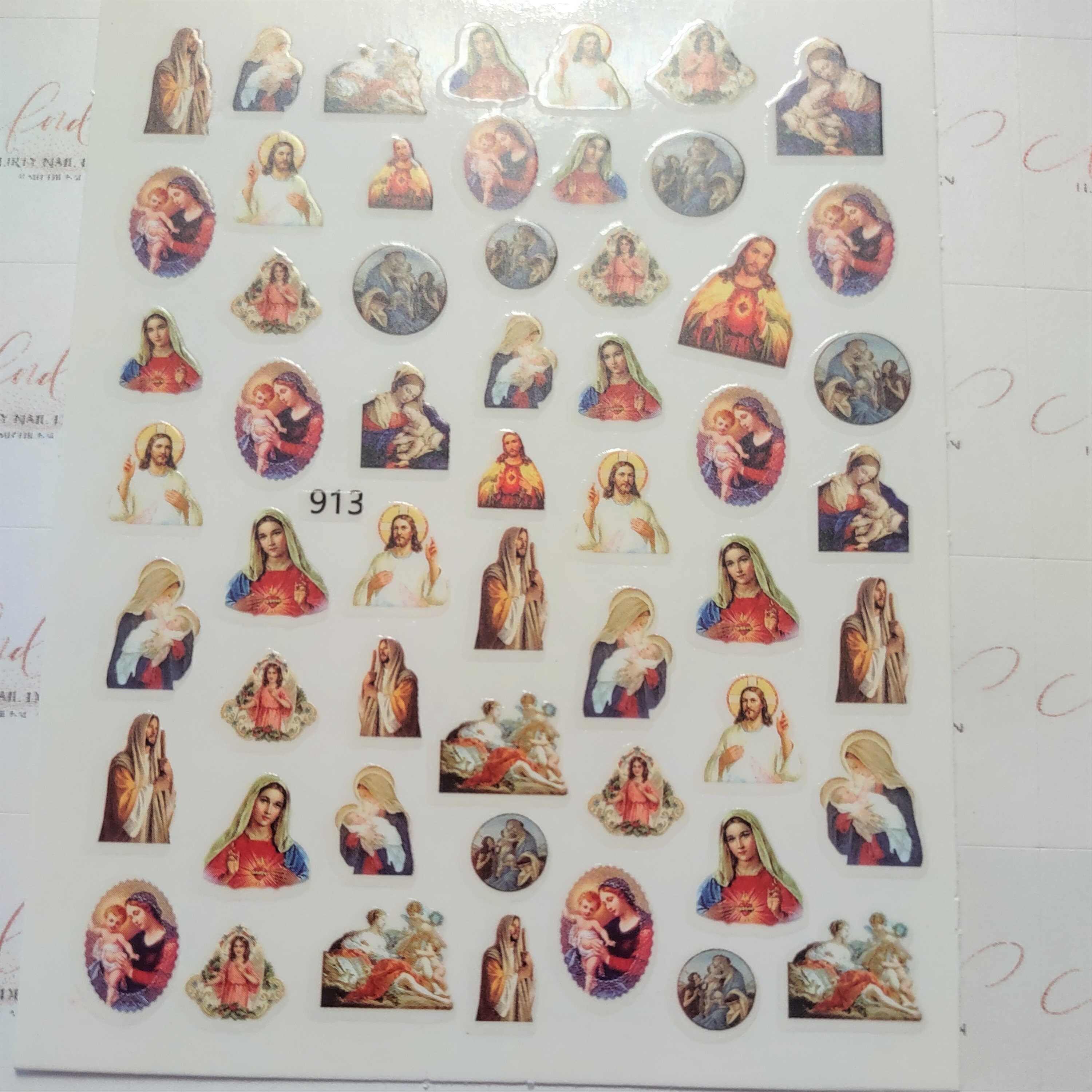 Religious Nail Art Stickers Mary Jesus Crosses Angels Sacred Etsy