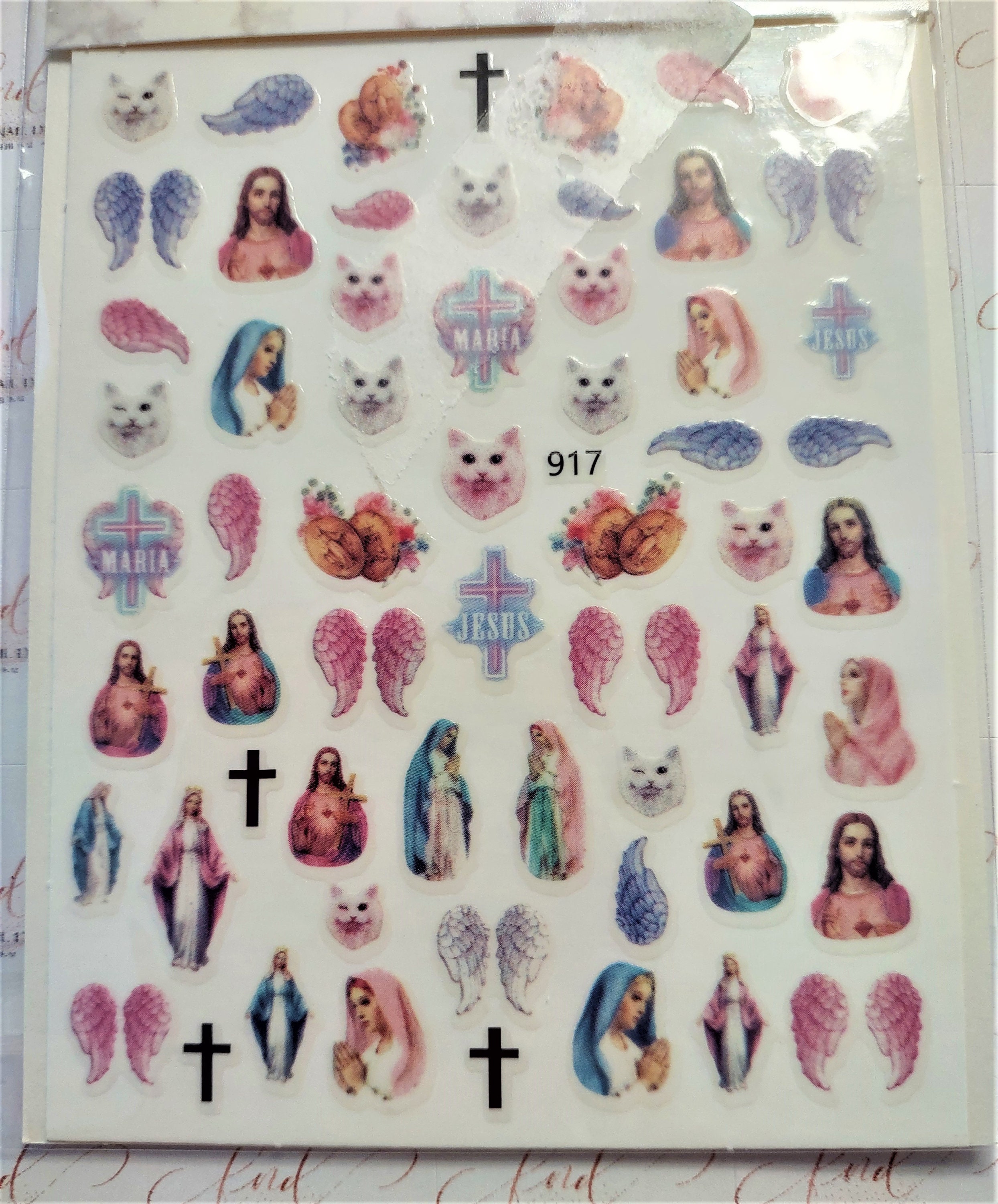 Religious Nail Art Stickers Mary Jesus Angel Wings Crosses Etsy