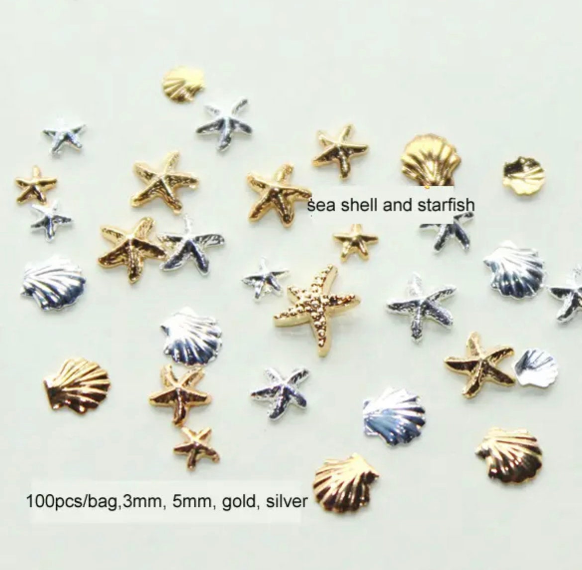 Churchf Grids Summer Ocean Series Nail Charms Rhinestone Starfish Shell  dyed nail Jewelry Abalone Fragments Pearl Texture Nail Patch